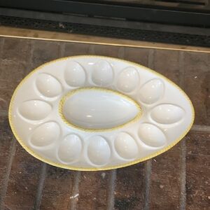 Vintage Deviled Egg Platter EASTER Spring Hobbyist Piece Ceramic Atlantic Mold